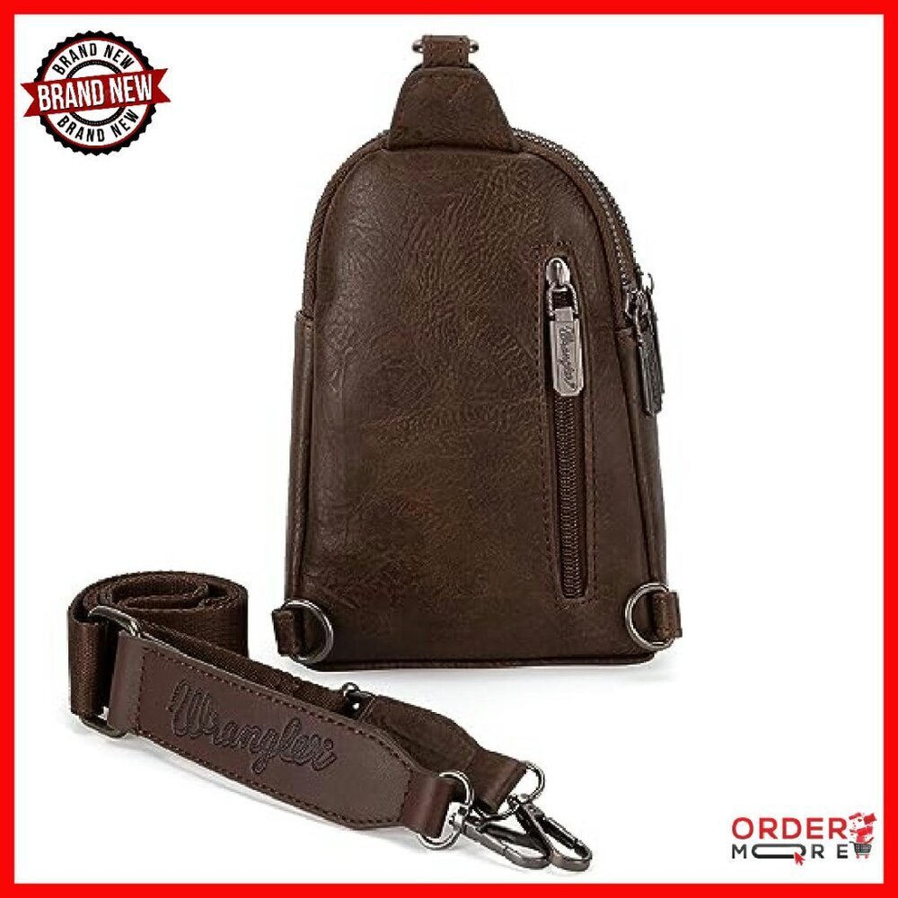 PU Leather Crossbody Sling Bag - Adjustable Strap, Multiple Compartments - Picture 5 of 8